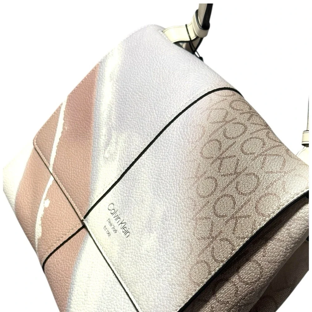 NWT Calvin Klein Myra Signature Crossbody Color Block Luxury Large‎ Bag $168
